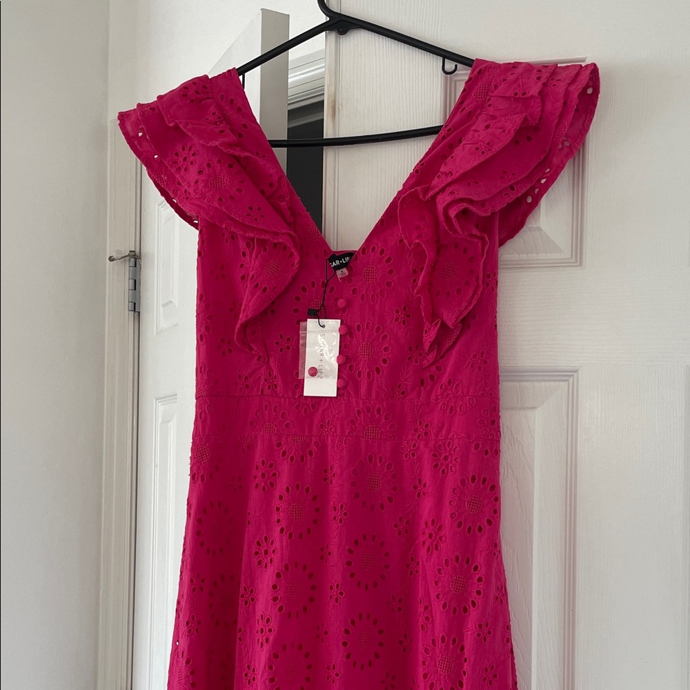 Pink Eyelet Ruffle Dress